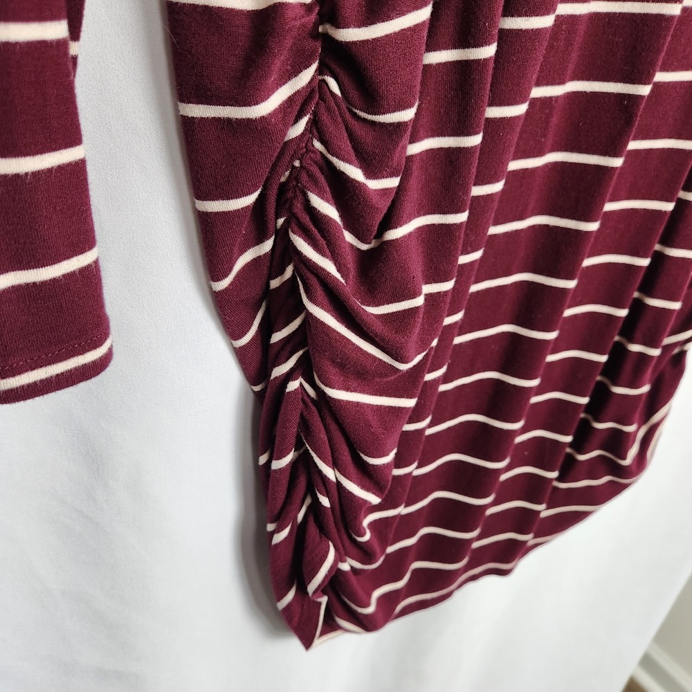 Jessica Simpson Maternity Womens 3/4 Sleeve T-Shirt Maroon White Striped Large - Picture 2 of 6